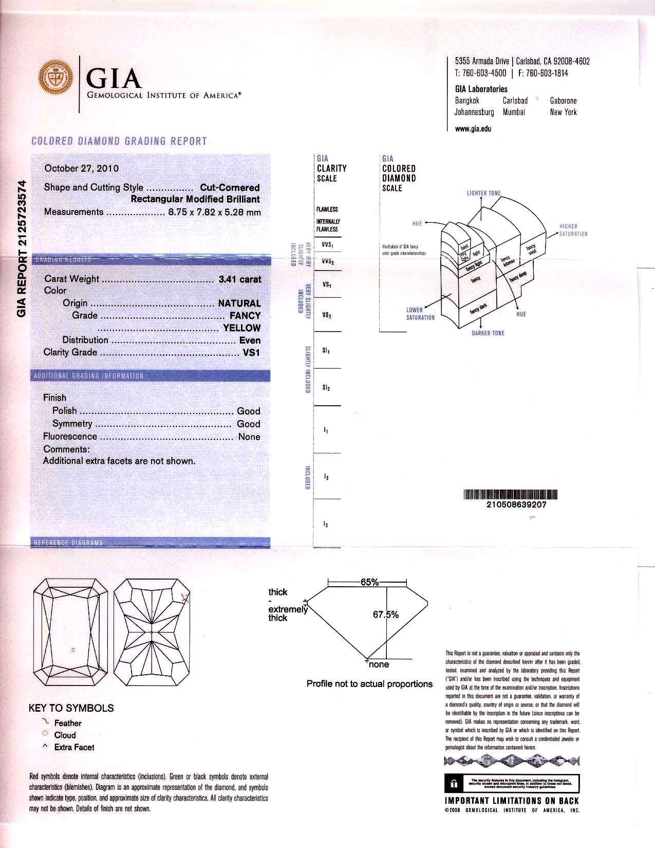 3.41ct Radiant, Fancy Yellow Diamond, VS1 - GIA