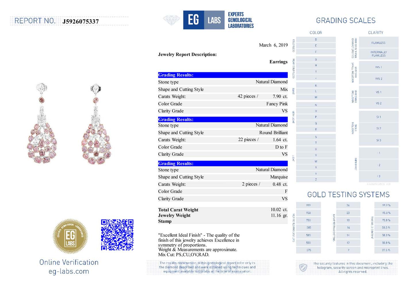 10.02ct Multishape, Pink Diamond Peacock Earrings