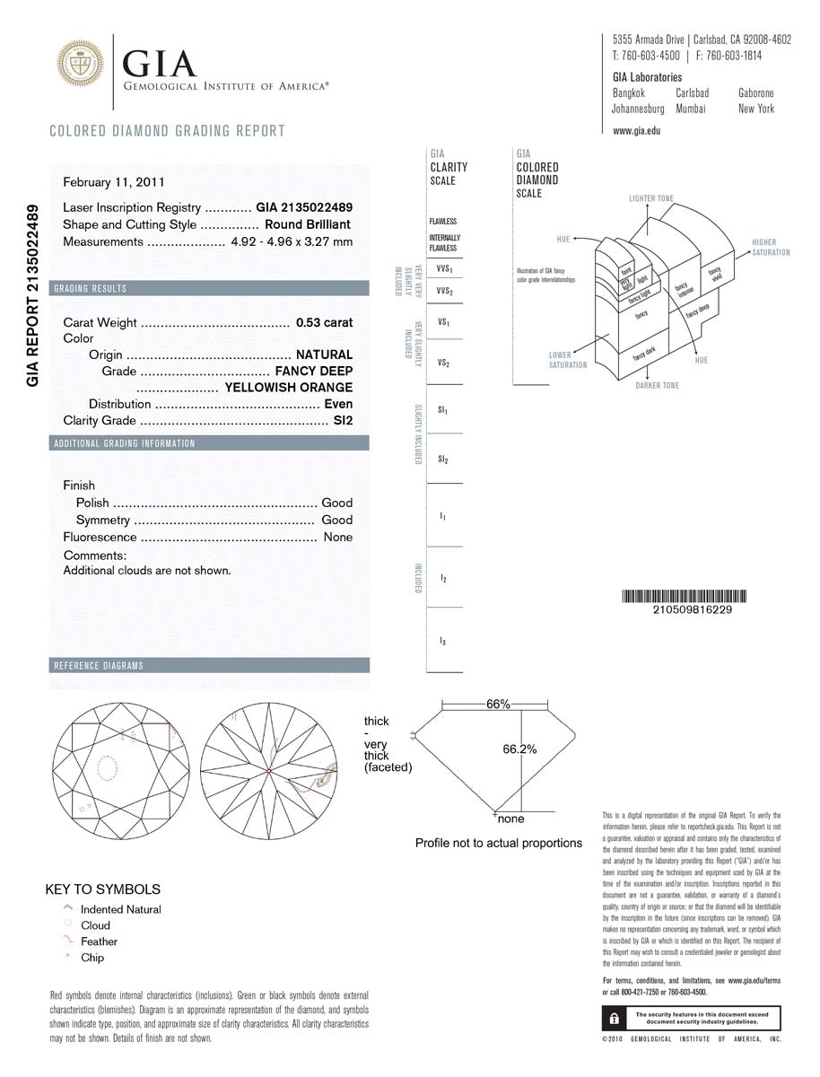 1.10ct Round Brilliant, Fancy Deep y. Orange Diamond Earrings (2.50tcw) - GIA