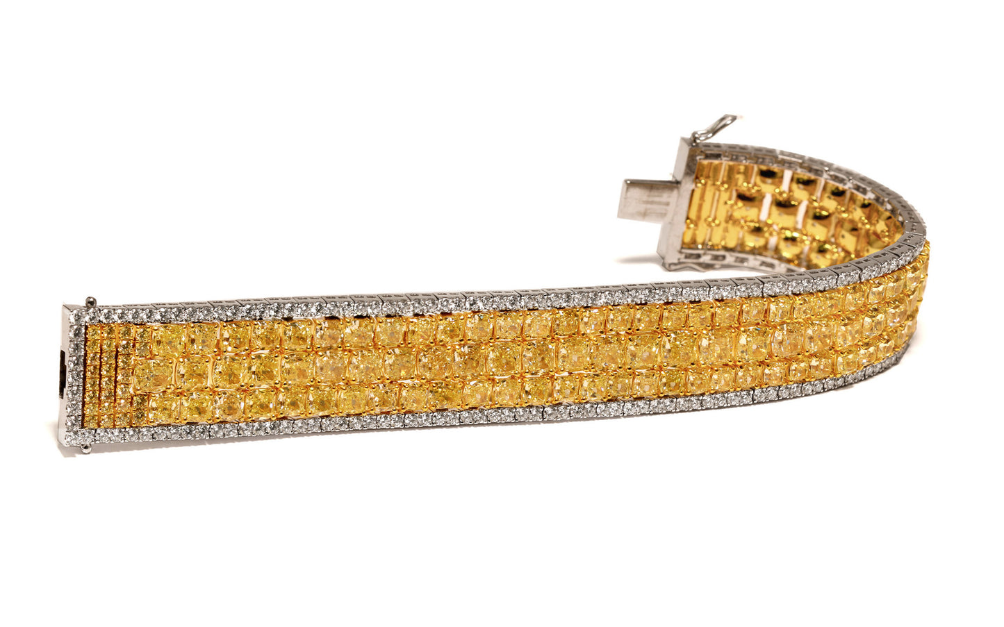 46.81tcw Cushion, Fancy Intense Yellow Diamond Bracelet