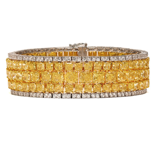 46.81tcw Cushion, Fancy Intense Yellow Diamond Bracelet
