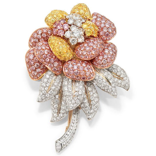 Argyle Pink Diamond Brooch, Floral Design