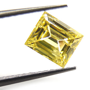 0.84ct Emerald Cut, Fancy Intense Yellow Diamond - GIA