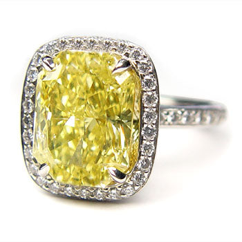 5.20ct Radiant, Fancy Intense Yellow Diamond Ring - GIA