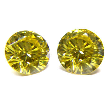 2.49ct Round Brilliant, Fancy Deep Yellow Diamond (Pair) - GIA