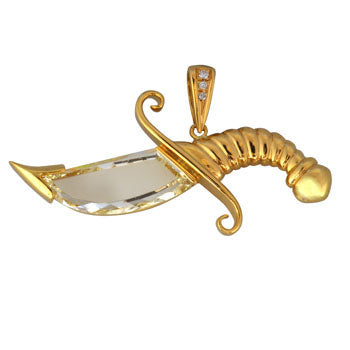 3.54ct Portrait Cut, Fancy Yellow Diamond, Dagger Design Pendant