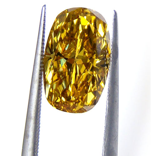 1.55ct Cushion, Fancy Deep b. Yellow Diamond - GIA