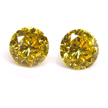 0.81ct Round Brilliant, Fancy Vivid Orangy Yellow Diamond (Pair), SI1- GIA