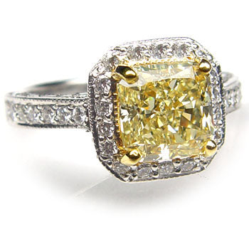 2.43ct Radiant, Fancy Light Yellow Diamond Ring (3.97tcw), VS2 - EGL