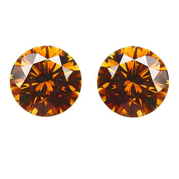 0.63ct Round Brilliant, Fancy Deep Brownish Orange Diamond (Pair) - GIA