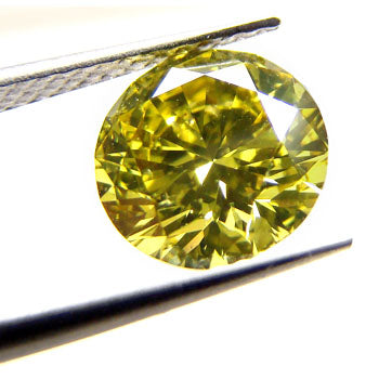 2.10ct Round Brilliant, Fancy Deep Greenish Yellow Diamond, SI1 - GIA