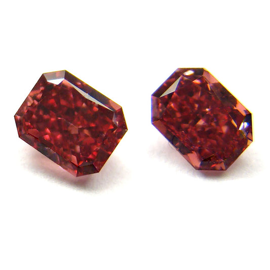 Radiant, Natural Fancy Red Diamond (Pair)