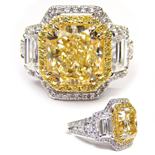 5.14ct Radiant, Fancy Yellow Diamond Ring, VS1 - GIA