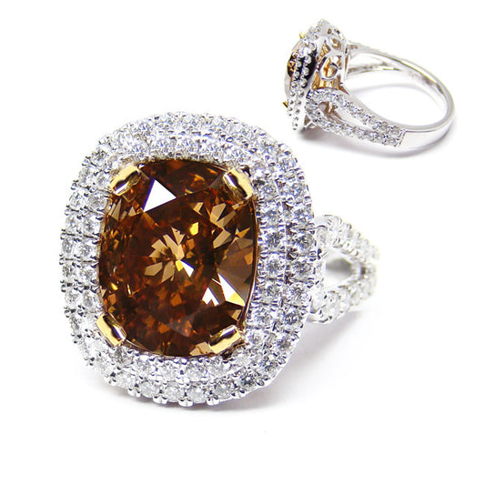 3.20ct Cushion, Fancy Dark Orange Brown Diamond Ring, SI1 - GIA
