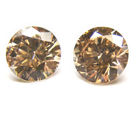 4.19ct Round Brilliant, Fancy Orangy Brown Diamond (Pair)