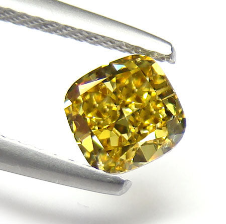 1.01ct Cushion, Fancy Deep b. Yellow Diamond, SI1 - GIA