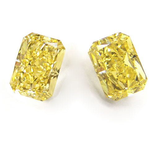 2.01ct Radiant, Fancy Intense Yellow Diamond (Pair), VS1 - GIA