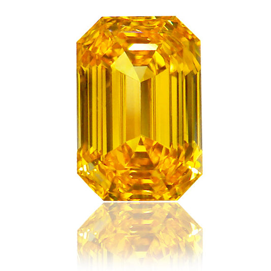 1.31ct Emerald Cut, Fancy Vivid Orangy Yellow Diamond (Zimmi), VVS2 - GIA