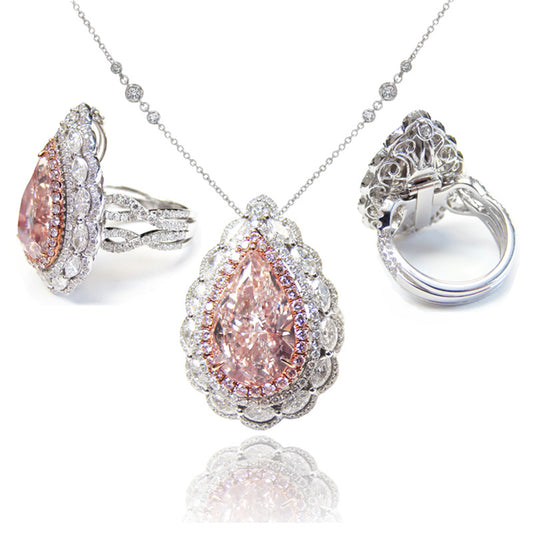 5.03ct Pear Shape, Pink Diamond Ring/Pendant (7.68tcw), VS2 - GIA
