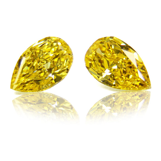 1.14ct Pear Shape, Fancy Vivid Yellow Diamond (Pair), VS2 - GIA