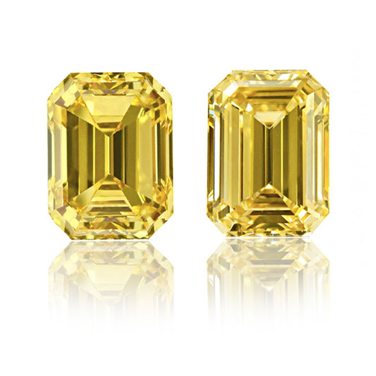 1.08ct Emerald Cut, Fancy Vivid Yellow Diamond (Pair), VS2 - GIA
