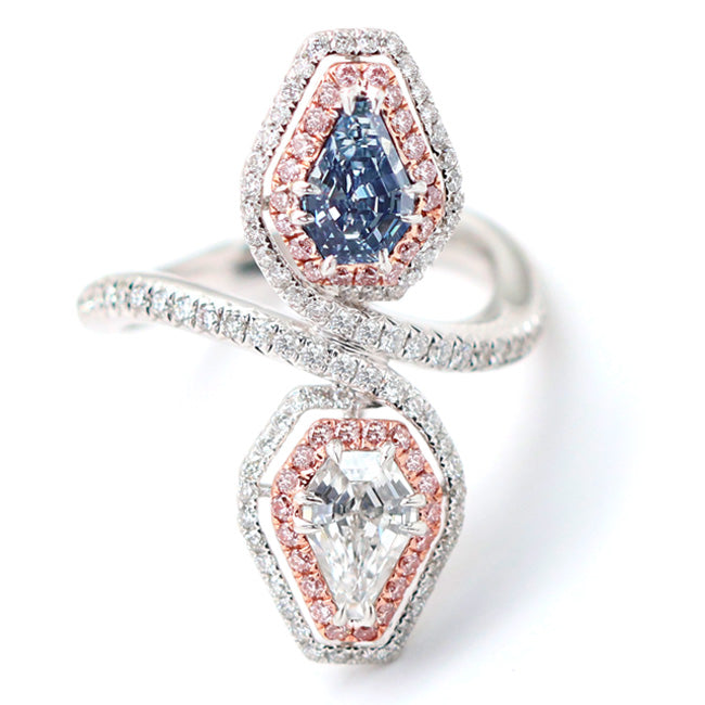 0.79ct Pear Shape, Fancy Intense Blue Diamond Ring (1.46tcw), VS2 - GIA