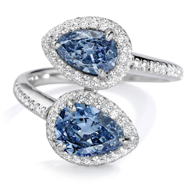 Pear Shape, Fancy Vivid Blue Diamond Ring