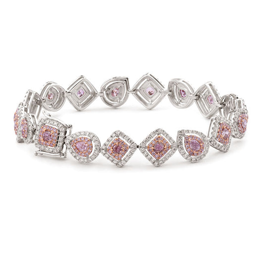 6.13ct Multishape, Pink Diamond Bracelet