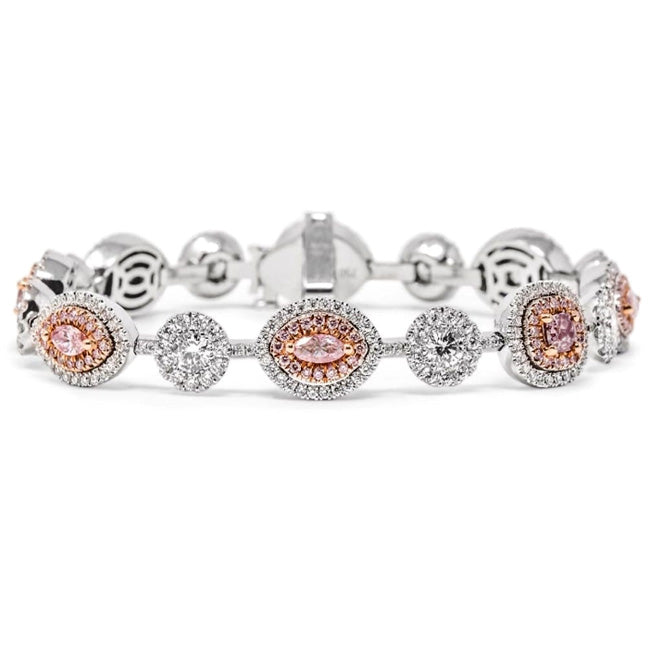 6.19tcw Multishape, Pink Diamond Bracelet - GIA