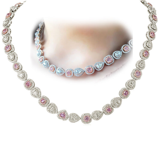 14.53tcw Multishape, Pink Diamond Necklace - GIA