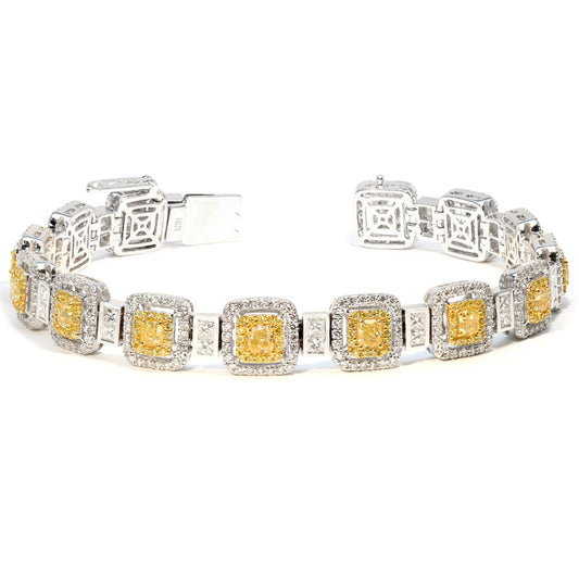 9.22tcw Cushion, Fancy Yellow Diamond Bracelet