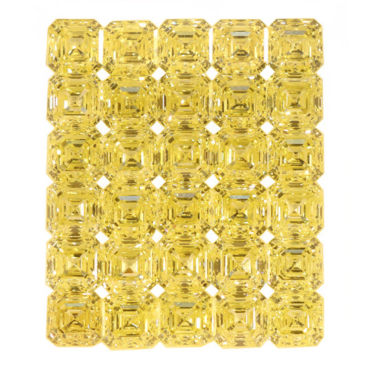 17.49tcw Emerald Cut, Fancy Intense Yellow Diamond (30pcs, Layout), VS+