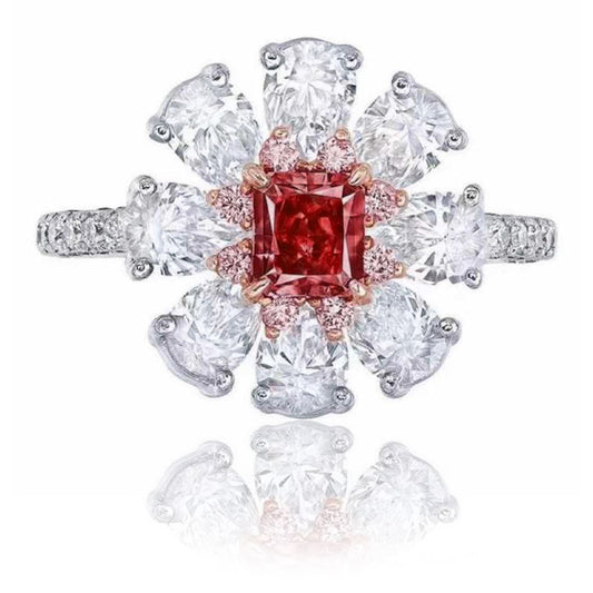 0.50ct Radiant, Fancy Red Diamond Ring, SI2 - GIA