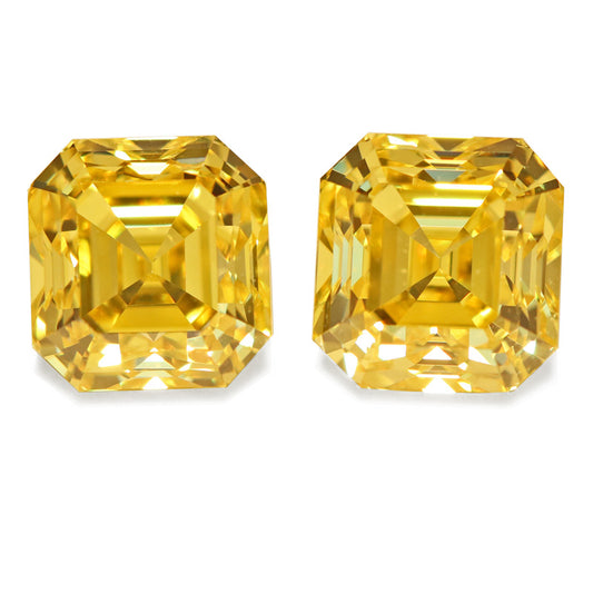 4.02ct Emerald Cut, Fancy Vivid Yellow Diamond (Zimmi, Pair), VVS2 - GIA