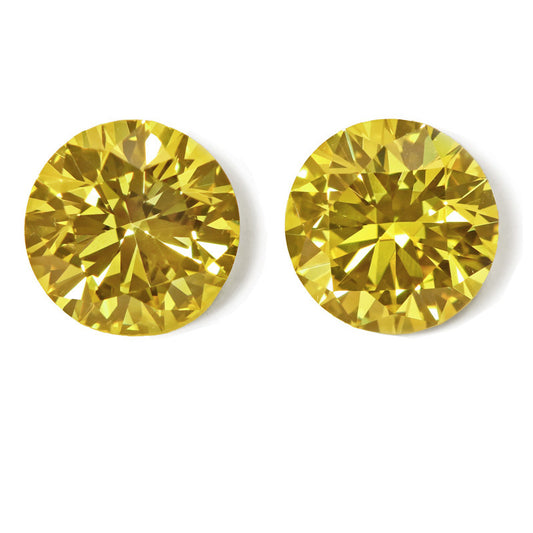 Round Brilliant, Fancy Vivid Yellow (Zimmi, Pair)