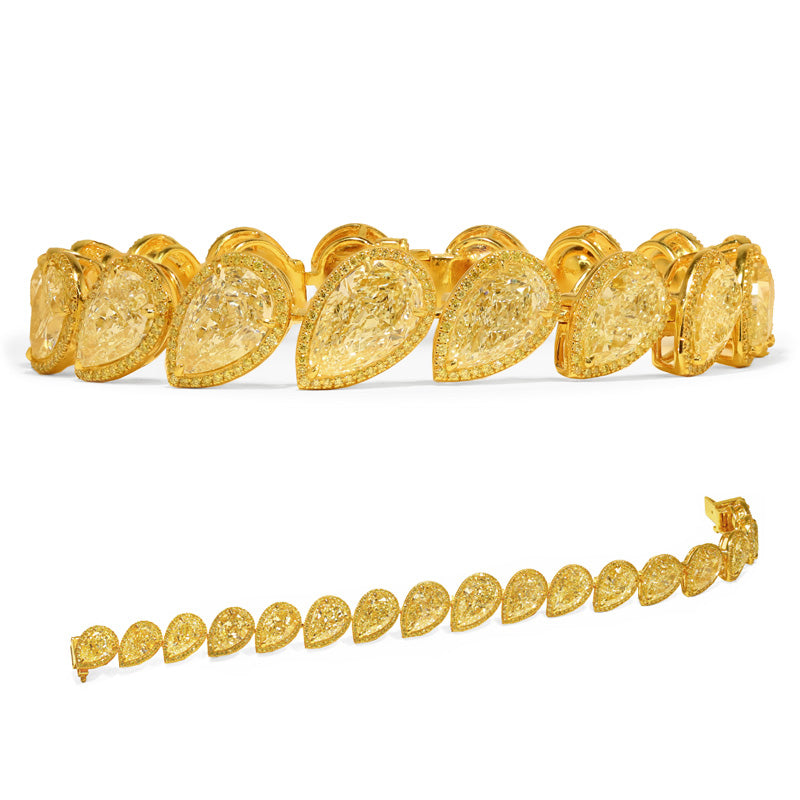 Pear Shape, Yellow Diamond Bracelet