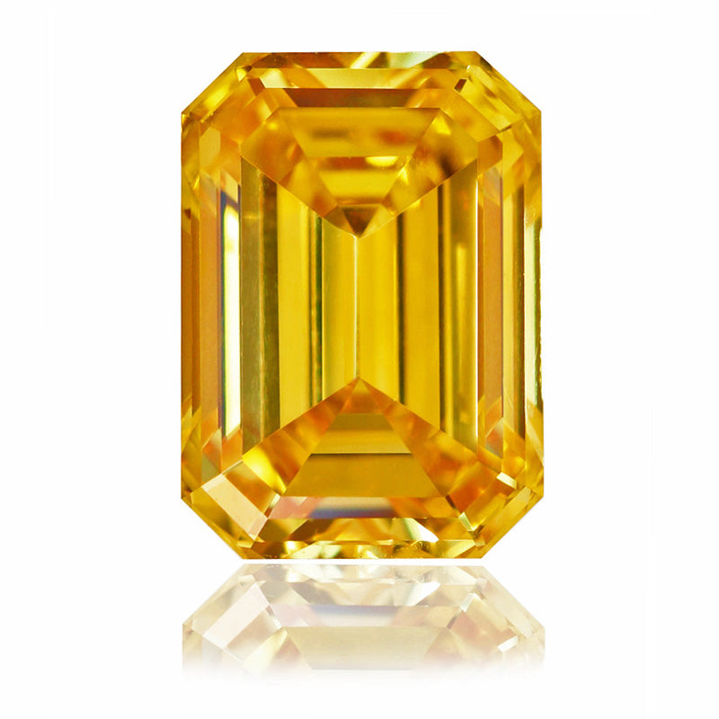 Emerald Cut, Fancy Vivid Orange Yellow Diamond