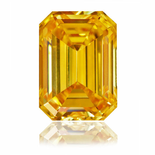 Emerald Cut, Fancy Vivid Orange Yellow Diamond