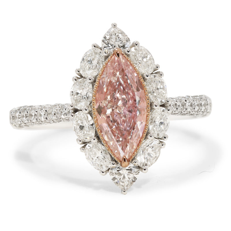 1.05ct Marquise, Light Pink Diamond Ring, VS2 - GIA