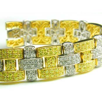 View Linked Yellow and White Diamond Bracelet