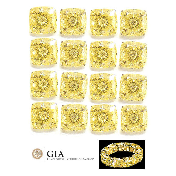View 8.61tcw Fancy Yellow set for Eternity Band (GIA)