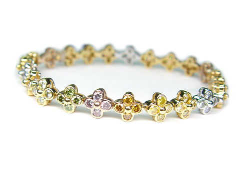 View Fancy Color Diamond Flower Bracelet