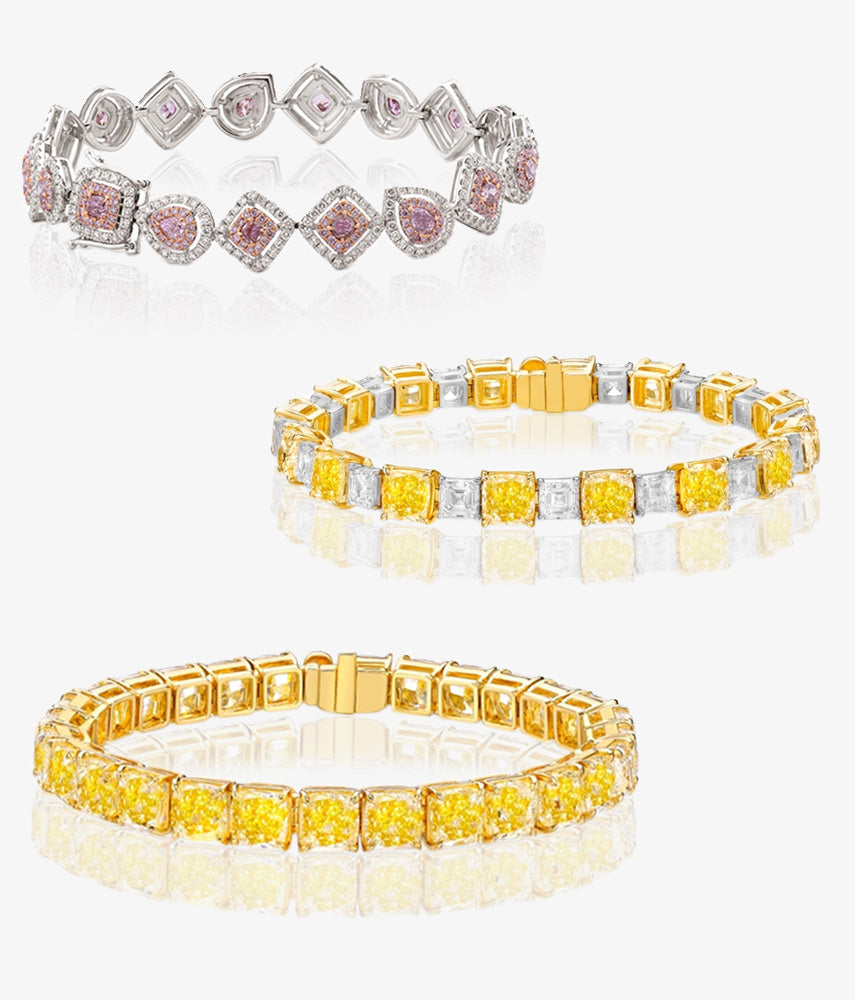 Colored Diamond Bracelets featuring natural fancy color diamonds