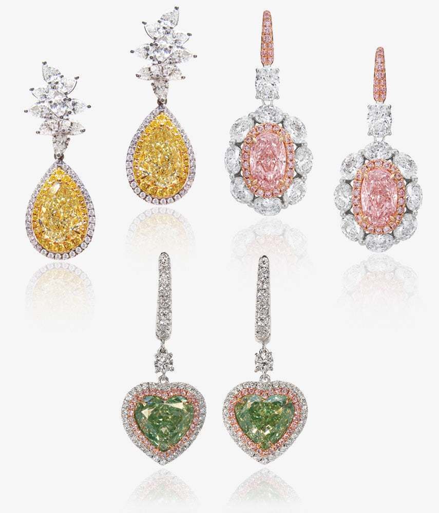 Colored Diamond Earrings featuring natural fancy color diamonds