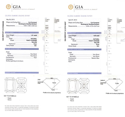 2.01ct Radiant, Fancy Intense Yellow Diamond (Pair), VS1 - GIA