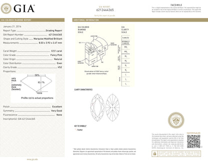 0.51ct Marquise, Fancy Pink Diamond, VS2 - GIA