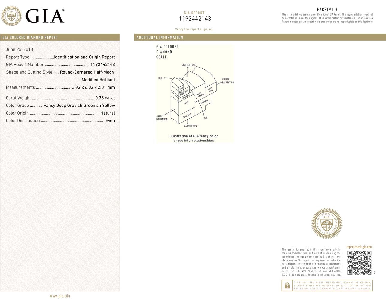 0.77ct Half Moon, Fancy Deep g. Greenish Yellow Diamond (Pair) - GIA