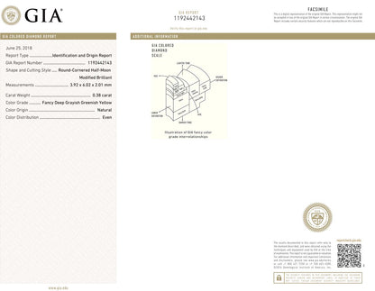 0.77ct Half Moon, Fancy Deep g. Greenish Yellow Diamond (Pair) - GIA