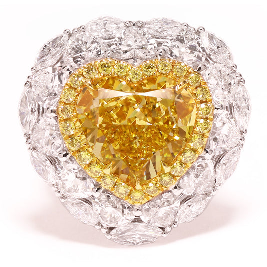 8.85ct Heart Shape, Fancy Deep Yellow Diamond Ring/Pendant (17.40tcw), VS1 - GIA