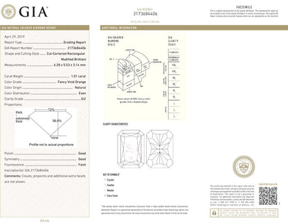 1.01ct Radiant, Fancy Vivid Orange Diamond, SI2 - GIA (Signed by Tiffany & Co)